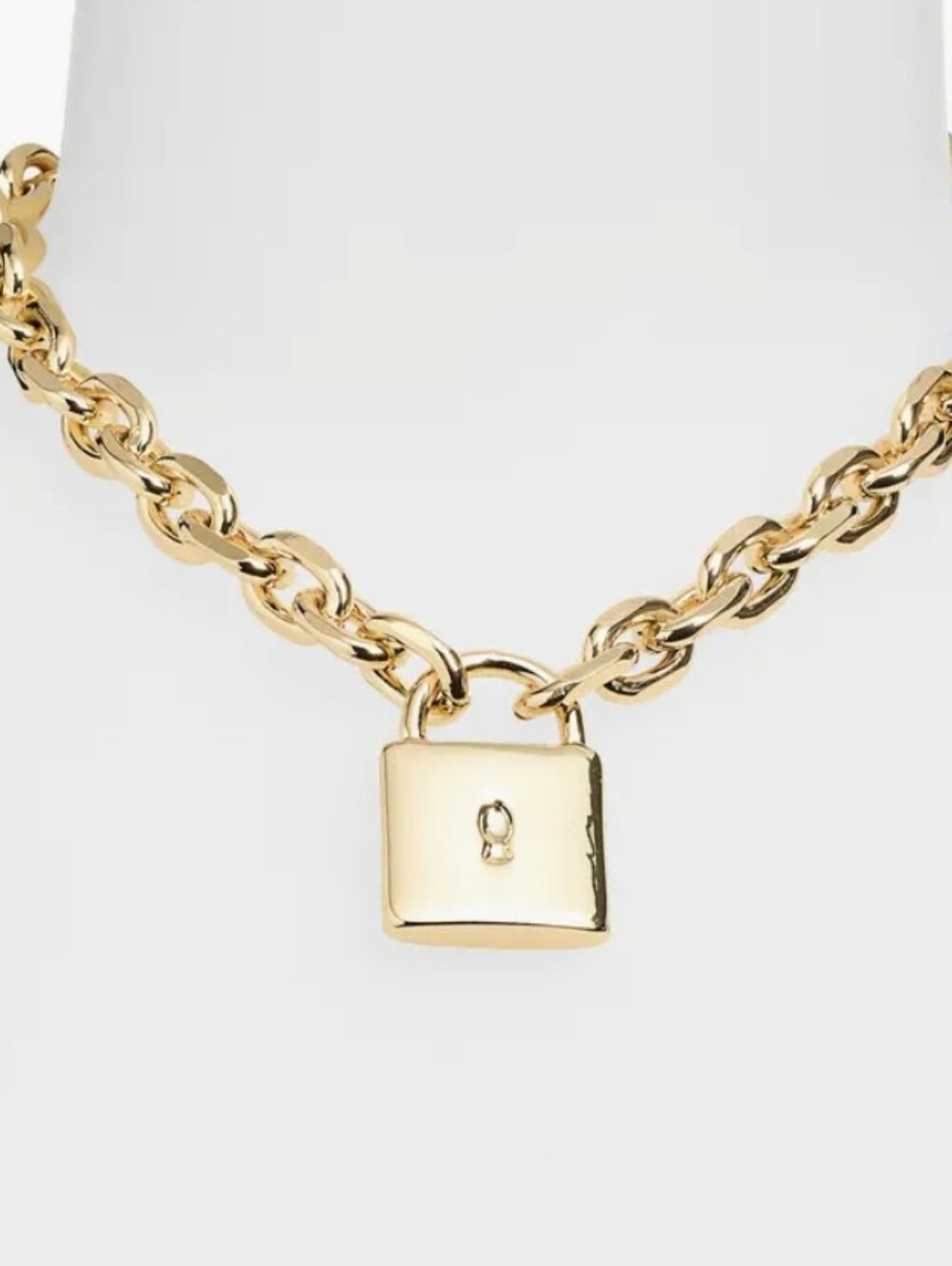 Chunky Chain Lock Pendant Necklace/ Bnwt/ Goldtone Or SILVERTONE - Picture 6 of 6